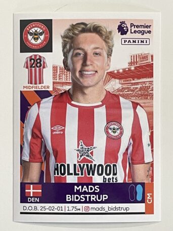 Mads Bidstrup Brentford Panini Premier League 2022 Football Sticker