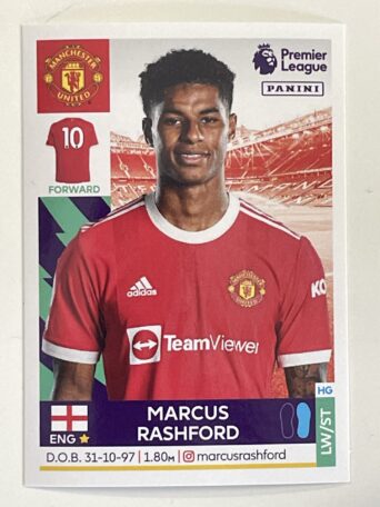 Marcus Rashford Manchester United Panini Premier League 2022 Football Sticker