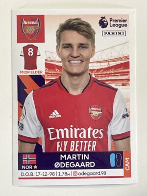 Martin Odegaard Arsenal Panini Premier League 2022 Football Sticker