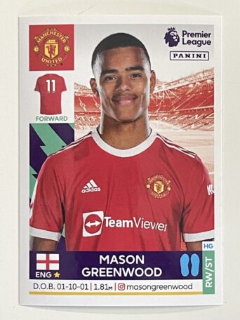 Mason Greenwood Manchester United Panini Premier League 2022 Football Sticker