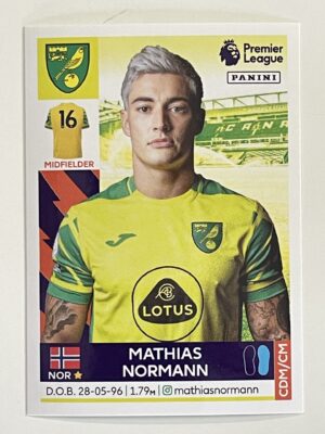 Mathias Normann Norwich City Panini Premier League 2022 Football Sticker