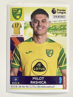 Milot Rashica Norwich City Panini Premier League 2022 Football Sticker