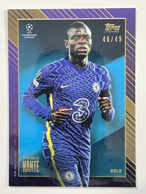 N'Golo Kante Chelsea 46:49 Parallel Gold Topps Gold 2021 UEFA Champions League Football Card