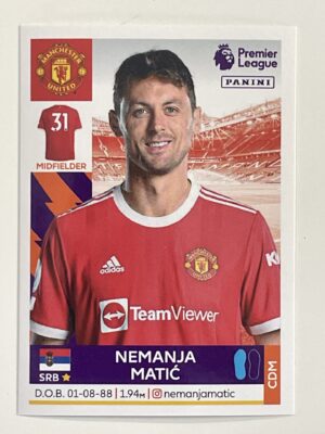 Nemanja Matic Manchester United Panini Premier League 2022 Football Sticker