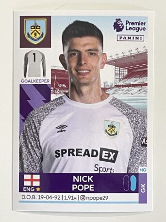 Nick Pope Burnley Panini Premier League 2022 Football Sticker