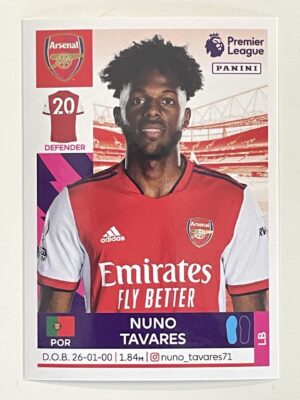 Nuno Tavares Arsenal Panini Premier League 2022 Football Sticker