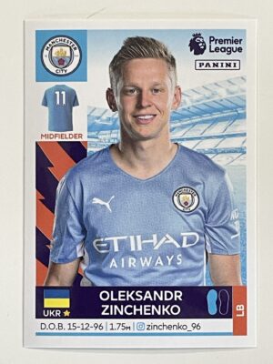 Oleksandr Zinchenko Manchester City Panini Premier League 2022 Football Sticker