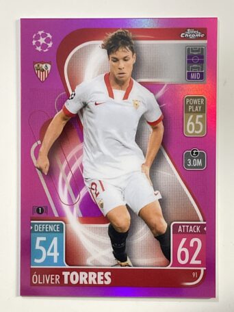 Oliver Torres Pink Parallel Topps Match Attax Chrome 2021 2022