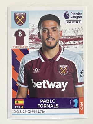 Pablo Fornals West Ham Panini Premier League 2022 Football Sticker