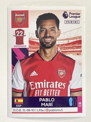 Pablo Mari Arsenal Panini Premier League 2022 Football Sticker