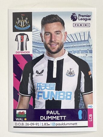 Paul Dummett Newcastle United Panini Premier League 2022 Football Sticker