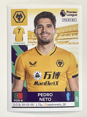 Pedro Neto Wolves Panini Premier League 2022 Football Sticker