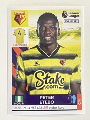 Peter Etebo Watford Panini Premier League 2022 Football Sticker