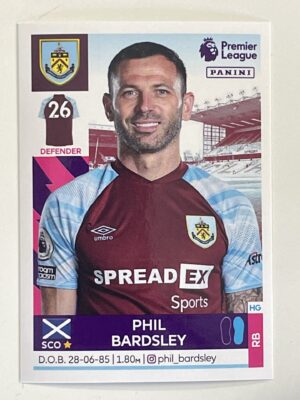 Phil Bardsley Burnley Panini Premier League 2022 Football Sticker