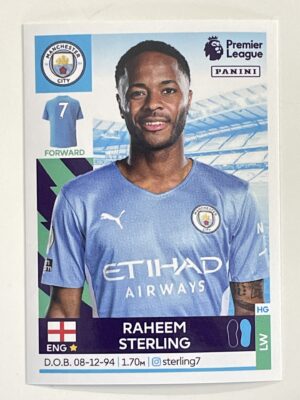 Raheem Sterling Manchester City Panini Premier League 2022 Football Sticker
