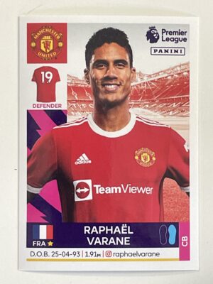 Raphael Varane Manchester United Panini Premier League 2022 Football Sticker