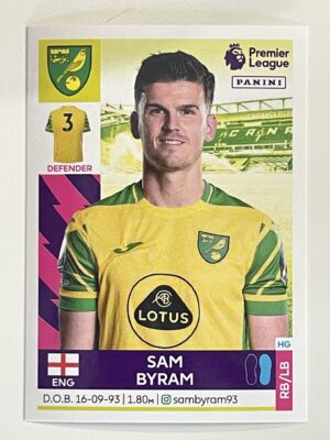 Sam Byram Norwich City Panini Premier League 2022 Football Sticker