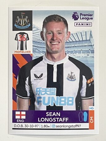 Sean Longstaff Newcastle United Panini Premier League 2022 Football Sticker