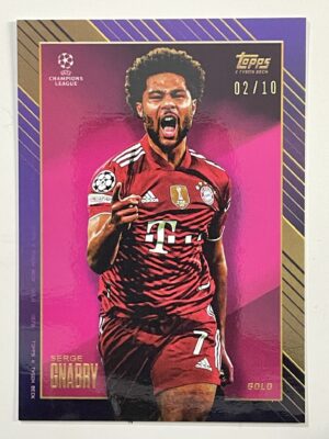 Serge Gnabry Bayern Munich 02:10 Parallel Gold Topps Gold 2021 UEFA Champions League Football Card