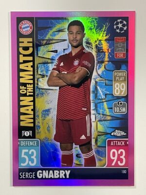 Serge Gnabry Man of the Match Pink Parallel Topps Match Attax Chrome 2021 2022