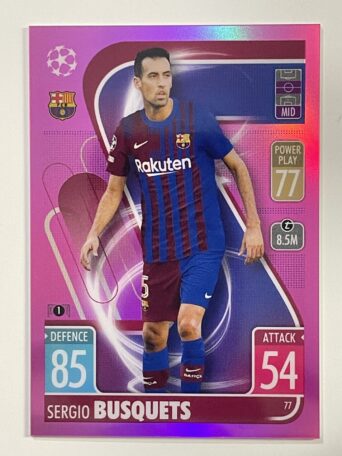 Sergio Busquets Pink Parallel Topps Match Attax Chrome 2021 2022