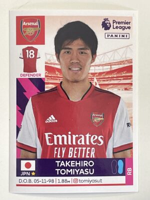 Takehiro Tomiyasu Arsenal Panini Premier League 2022 Football Sticker