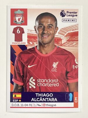Thiago Alcantara Liverpool Panini Premier League 2022 Football Sticker