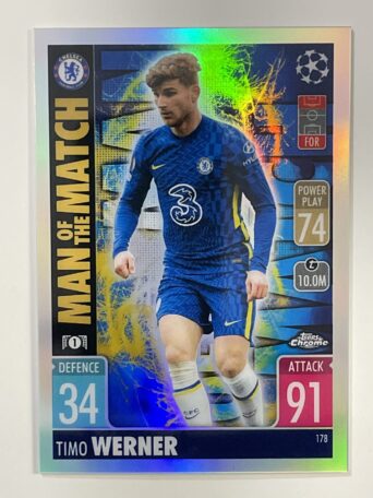 Timo Werner Man of the Match Refractor Topps Match Attax Chrome 2021 2022