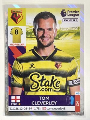 Tom Cleverley Captain Watford Panini Premier League 2022 Football Sticker