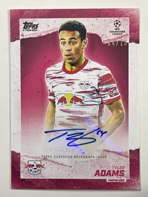 Tyler Adams RB Leipzig 04:10 Autograph Parallel Topps Gold 2021 UEFA Champions League Football Card