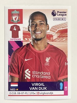 Virgil Van Dijk Liverpool Panini Premier League 2022 Football Sticker