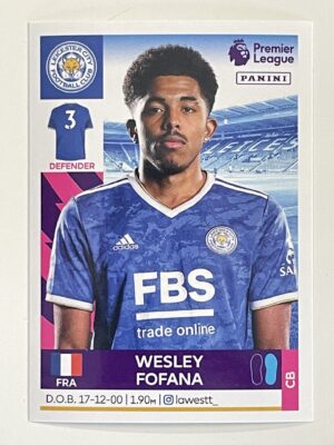 Wesley Fofana Leicester City Panini Premier League 2022 Football Sticker