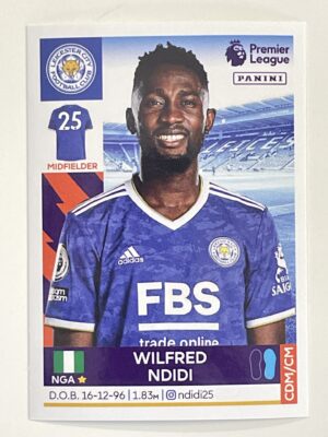 Wilfred Ndidi Leicester City Panini Premier League 2022 Football Sticker