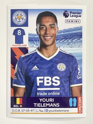 Youri Tielemans Leicester City Panini Premier League 2022 Football Sticker