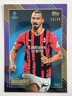 Zlatan Ibrahimovic AC Milan 15:49 Parallel Gold Topps Gold 2021 UEFA Champions League Football Card