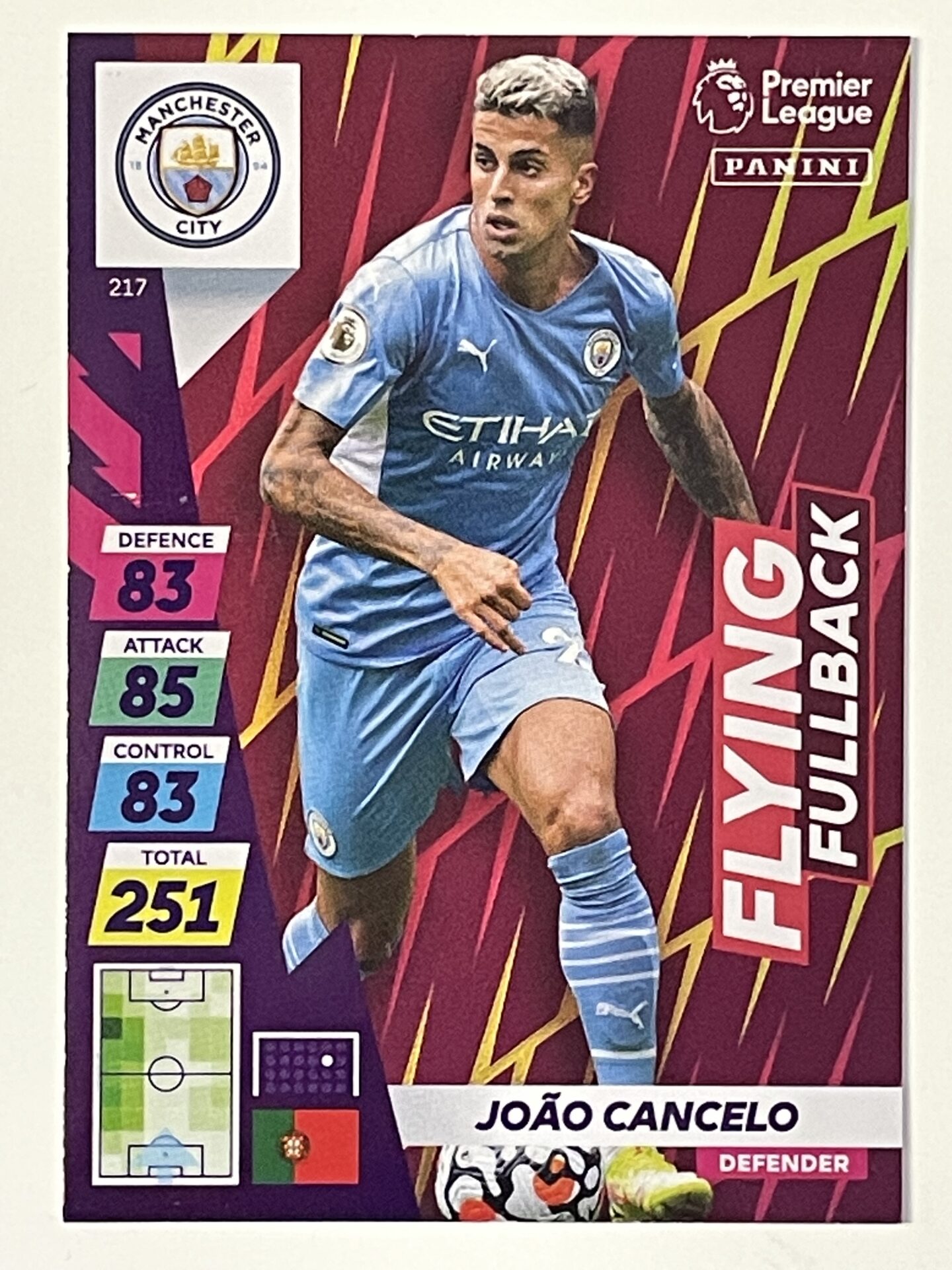 217 Joáo Cancelo Manchester City Flying Fullback Panini Adrenalyn XL  Premier League 2021/22 Card - Solve Collectibles