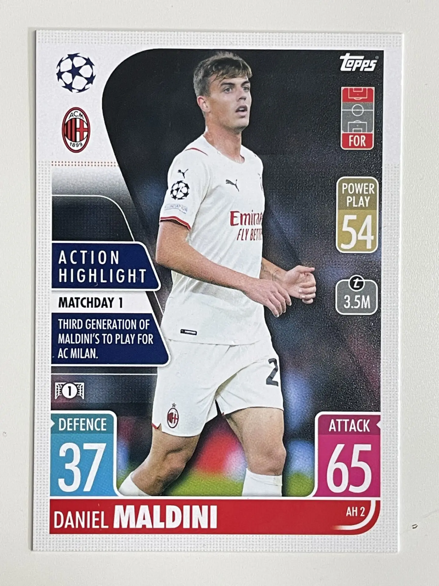 AH2 Daniel Maldini AC Milan Action Highlight Topps Match Attax Extra  2021/22 Card