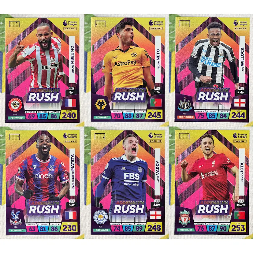 Adrenalyn Rush Set - 6 Cards - Panini Premier League Adrenalyn XL