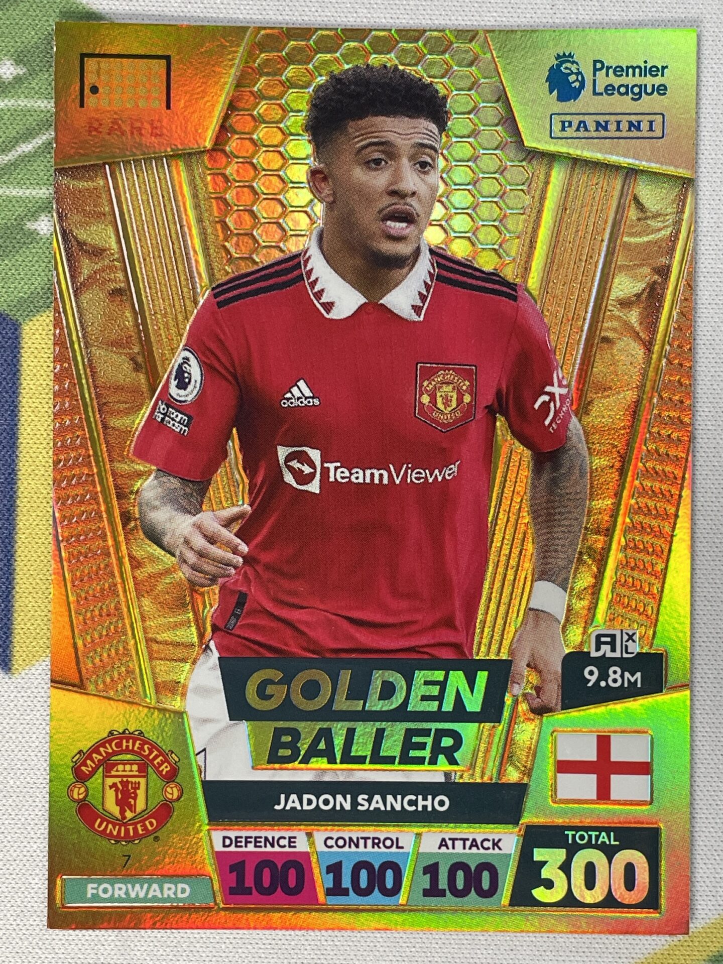007 Jadon Sancho Manchester United Golden Baller Panini Premier League  Adrenalyn XL 2023 Card